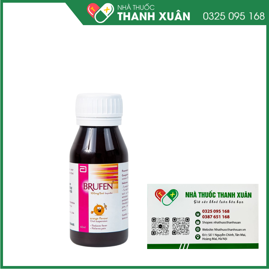 Brufen 100mg/5ml hạ sốt ở trẻ em, giảm đau